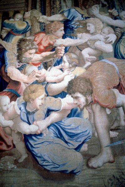 मासूमों के नरसंहार को दर्शाने वाले टेपेस्ट्री का विस्तार, c.1520-31 (ऊन और रेशम) द्वारा पीटर कोएके वैन एलेस्ट