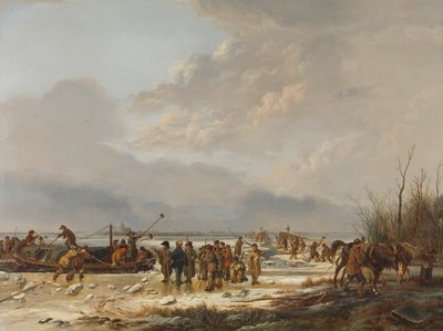 कार्नेमेलक्सलूट पर बर्फ तोड़ना, नार्डन, जनवरी 1814 द्वारा Pieter Gerardus van Os