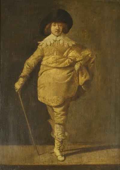 ए स्टैंडिंग कैवलियर, c.1630 (पैनल पर तेल) द्वारा पीटर जंज़। Quast
