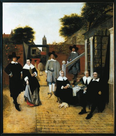 डेल्फ़्ट से एक बुर्जुआ परिवार का समूह चित्र (कैनवास पर तेल, c.1662) द्वारा पीटर डी हूच