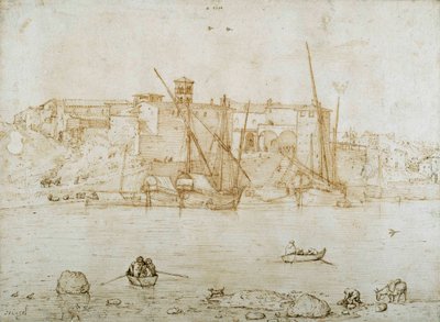 रिपा ग्रांडे, रोम का दृश्य, c.1552 (कागज पर कलम और स्याही) द्वारा पीटर ब्रिगेल द एल्डर