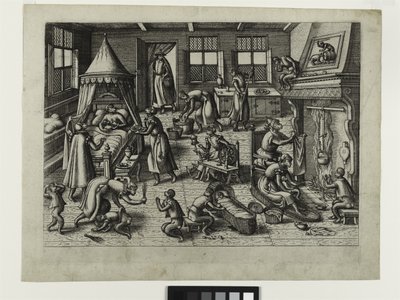 नर्सरी, c.1585 (नक़्क़ाशी) द्वारा पीटर वैन डेर बोरचेट