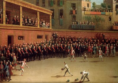 पिएत्रो फैब्रिस (1740-1792) द्वारा इंटीरियर पेंटिंग में इतालवी बॉल गेम द्वारा पिएत्रो फैब्रिस
