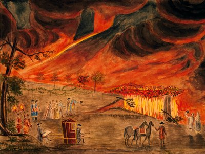 पिएत्रो फैब्रिस (1740-1792), इटली द्वारा 11 मई 1771 के विस्फोट के दौरान वेसुवियस का दौरा करने वाले सिसिलियन रॉयल्स द्वारा पिएत्रो फैब्रिस