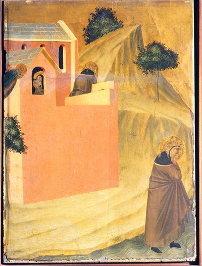 धन्य कॉन्वेंट से भाग जाता है और पिएत्रो लोरेंजेटी (सीए 1280-1348), लकड़ी के पैनल पर तापमान और सोने द्वारा, धन्य विनम्रता की वेदी पर टाइल, लैमोन नदी को पार करता है। द्वारा पिएत्रो लोरेंजेट्टी