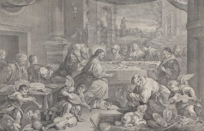 1743-63 में काना में शादी में पानी को शराब में बदलते हुए मसीह। द्वारा पिएत्रो मोनाको