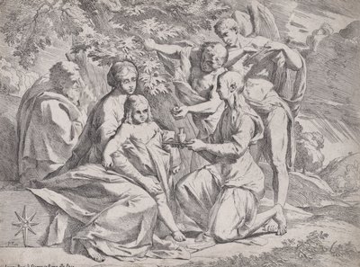 एन्जिल्स द्वारा भाग लिया पवित्र परिवार, सीए। 1642-44। द्वारा पिएत्रो टेस्टा