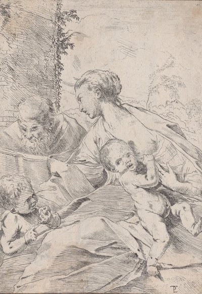 संत जॉन के साथ एक सेब पकड़े पवित्र परिवार, ca. 1630. द्वारा पिएत्रो टेस्टा