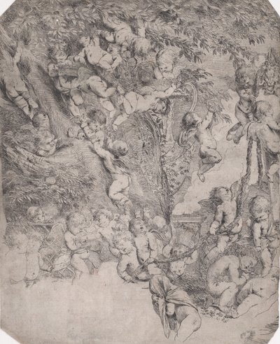 वीनस का बगीचा, ऊपरी बाएँ कोने का सबूत छाप, सीए। 1631-37। द्वारा पिएत्रो टेस्टा