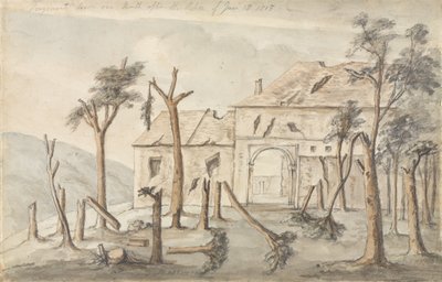 होउगौमोंट 18 जून 1815 की कार्रवाई के एक महीने बाद, जुलाई 1815 (कागज पर पेंसिल और डब्ल्यूसी) द्वारा Ponsonby
