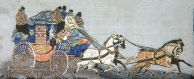 लंदन और यॉर्क रॉयल मेल कोच, इंग्लैंड, 1879। द्वारा संभवतः थॉमस स्टीवंस।
