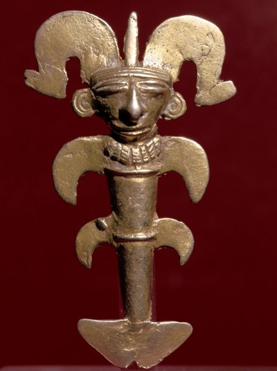 Precolombian कला, Quimbaya सभ्यता (कोलंबिया): सोने में मानवरूपी लटकन। 400-1400 ई. बोगोटा, म्यूजियो डी ओरो, कोलंबिया द्वारा पूर्व कोलंबियन पूर्व कोलंबियन