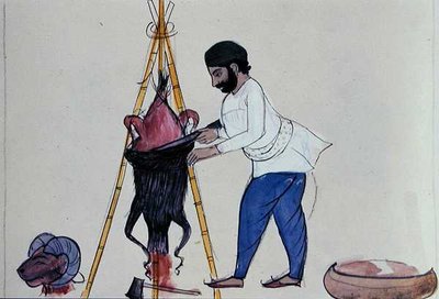 कसाई, c.1890 (कागज पर पानी के रंग का) द्वारा पंजाबी स्कूल