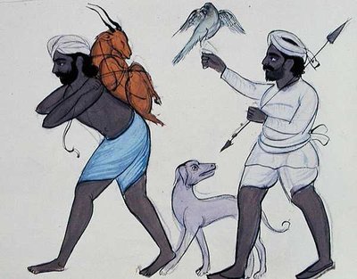 शिकारी, c.1890 (कागज पर जल रंग) द्वारा पंजाबी स्कूल