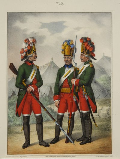 1763-1775 में प्रोब्राझेंस्की, सेमेनोव्स्की और इज़मेलोवस्की रेजिमेंट के ग्रेनेडियर्स द्वारा प्योत्र इवानोविच रज़ुमिखिन