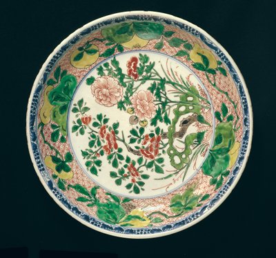 अकाल कगार की सजावट के साथ डिश, Kangxi अवधि, 1662-1722 (सिरेमिक) द्वारा Qing Dynasty Chinese School