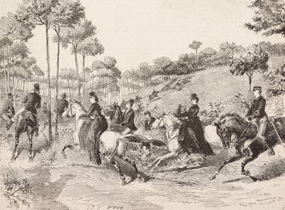 मिलानियों के शिकार, इटली द्वारा शिकार यात्रा, L'Illustrazione Italiana, नंबर 19, मई 11 से क्विंटो सेनी द्वारा ड्राइंग से उकेरी गई द्वारा क्विंटो सेनि