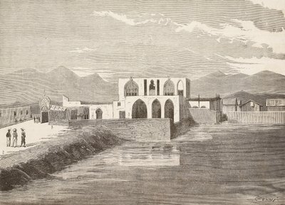 इतालवी उप-गवर्नर का महल, मसावा, इरिट्रिया, क्विंटो सेनी द्वारा एक चित्र और पिएरागोस्टिनी द्वारा एक स्केच, एल'इलस्ट्राज़ियोन इटालियाना से उत्कीर्णन, वर्ष 12, संख्या 37, सितंबर 13 द्वारा क्विंटो सेनि