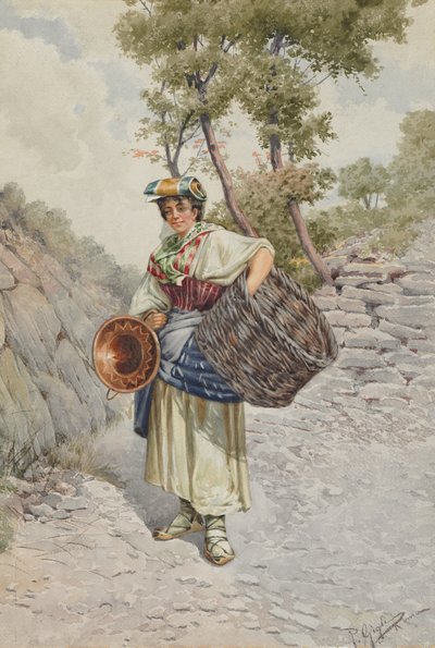 स्टोनी रोड पर किसान लड़की, 1800s। द्वारा आर. गिग्लिक