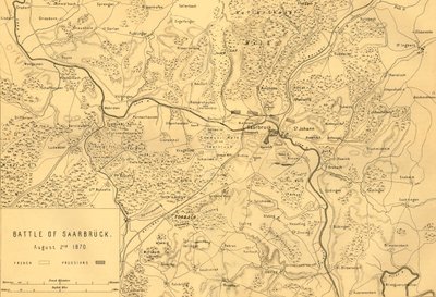 सारब्रुकेन की लड़ाई का नक्शा, 2 अगस्त 1870, c1872। द्वारा आर वाकर