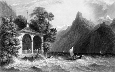 चैपल, लेक उरी, स्विट्जरलैंड, 1836 बताता है। द्वारा आर। वालिस