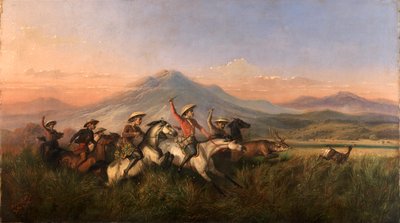 छह घुड़सवार हिरण का पीछा करते हुए, 1860। द्वारा Raden Saleh