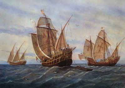 क्रिस्टोफर कोलंबस के तीन कारवेल्स द्वारा Rafael Monleon y Torres