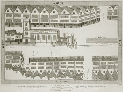 वेस्ट सस्ता जैसा कि वर्ष 1585 में दिखाई दिया, बार्थोलेमेव होवलेट (1767-1827) द्वारा उत्कीर्ण द्वारा राल्फ़ ट्रेसवेल