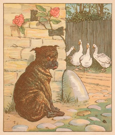 बिल्ली को चिंतित करने वाला कुत्ता ..., c1878। द्वारा रैंडोल्फ़ कैल्डेकॉट
