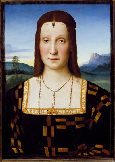 एलिसबेटा गोंजागा का पोर्ट्रेट, c.1504-1505 (लकड़ी पर तेल) द्वारा राफेल