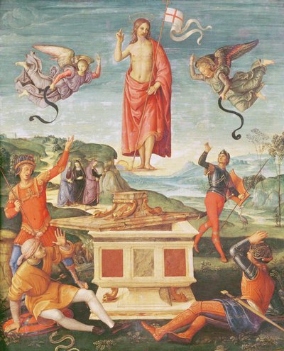 मसीह का पुनरुत्थान, c.1502 (पैनल पर तेल) द्वारा राफेल