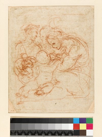 द होली फैमिली, c.1510-12 (कागज पर चाक) द्वारा राफेलो सानज़ियो राफेल