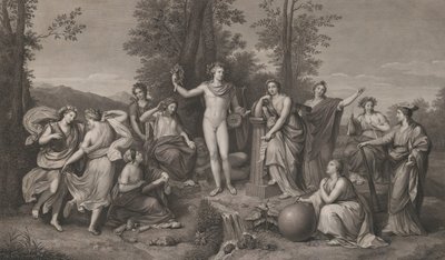 परनासस पर अपोलो और मूसा, 1784, 1784। द्वारा राफेल मॉर्गन