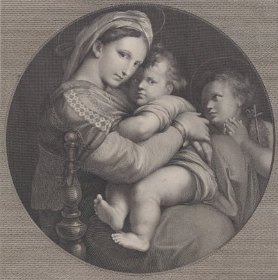 मैडोना ऑफ द चेयर मैडोना डेला सेगियोला, 1793। द्वारा राफेल मॉर्गन