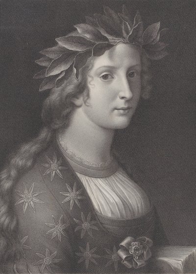 कविता, लॉरेल क्राउन वाली महिला, 1827 द्वारा राफेल मॉर्गन