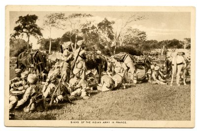 फ्रांस में भारतीय सेना के सिख, 1914-15 (सीपिया फोटो) द्वारा राफेल टक एंड संस