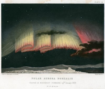 ऑरोरा बोरेलिस या नॉर्दर्न लाइट्स, कर्टेन फॉर्म 1839. [1872] द्वारा डकैती