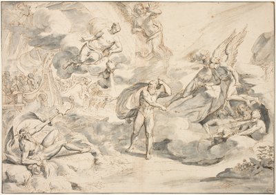Aeolus Obeying Junos कमांड एक तूफान बनाने के लिए, c.1683-84 (कागज पर धोने के साथ कलम और स्याही) द्वारा रेमंड लाफेज