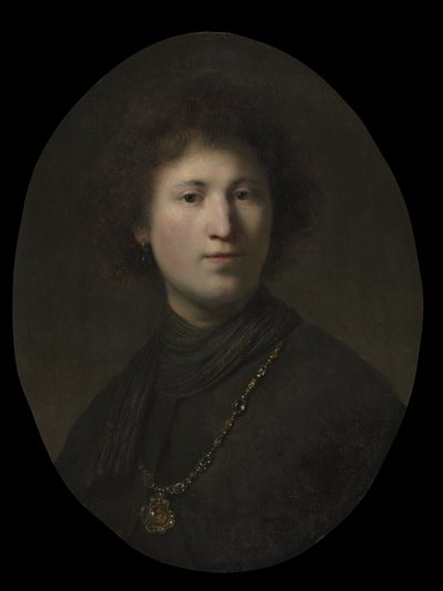 चेन के साथ एक यंग मैन, c.1630 (लकड़ी पर तेल) द्वारा रिमब्रांड वैन रिजन