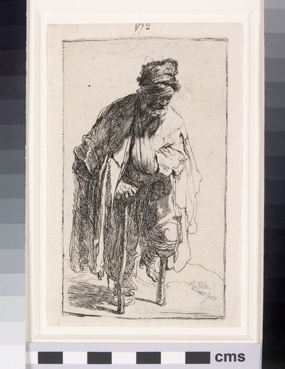 एक लकड़ी के पैर के साथ भिखारी, c.1630 (नक़्क़ाशी) द्वारा रिमब्रांड वैन रिजन