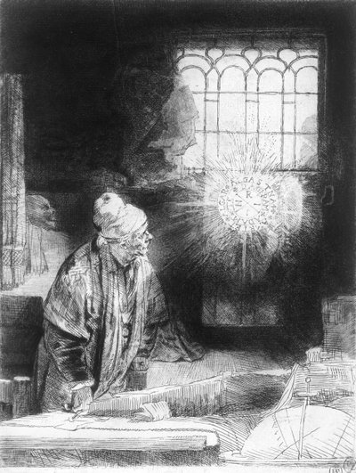 डॉ। Faustus अपने अध्ययन में (उत्कीर्णन) द्वारा रिमब्रांड वैन रिजन