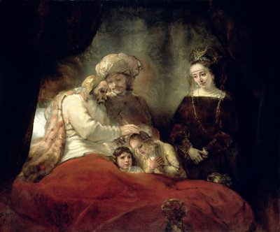 यूसुफ के बेटों को आशीर्वाद देते हुए जैकब द्वारा Rembrandt van Rijn