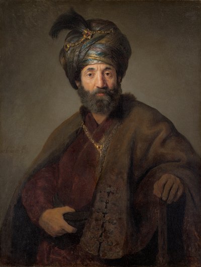 मैन इन ओरिएंटल कॉस्टयूम, c.1635 (कैनवास पर तेल) द्वारा रिमब्रांड वैन रिजन