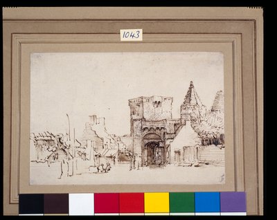 गेल्डरलैंड में रेनेन में रिजनपोर्ट, c.1649 (कागज पर धोने के साथ रीड पेन और स्याही) द्वारा रेम्ब्रांट हर्मेंज़। वैन रिजन
