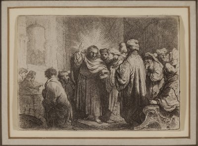 श्रद्धांजलि धन, c.1635 (नक़्क़ाशी) द्वारा रिमब्रांड वैन रिजन
