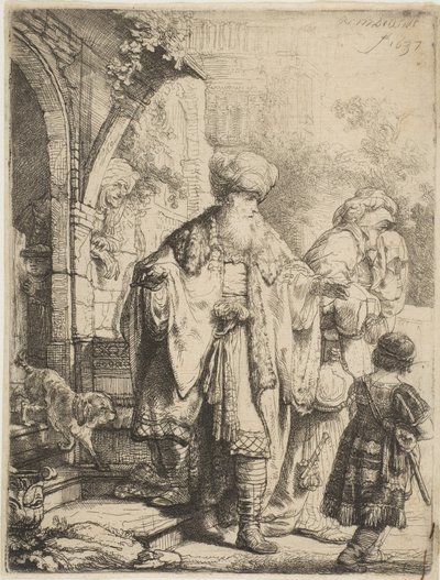 इब्राहीम का हाजिरा और इश्माएल को बाहर निकालना, 1637। द्वारा रिमब्रांड वैन रिजन