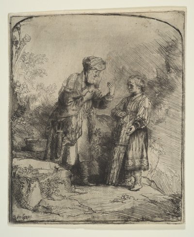 अब्राहम और इसहाक, 1645। द्वारा रिमब्रांड वैन रिजन