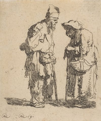 भिखारी आदमी और भिखारी महिला बातचीत, 1630., 1630। द्वारा रिमब्रांड वैन रिजन