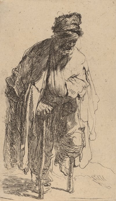 लकड़ी की टांग वाला भिखारी, c. 1630. द्वारा रिमब्रांड वैन रिजन