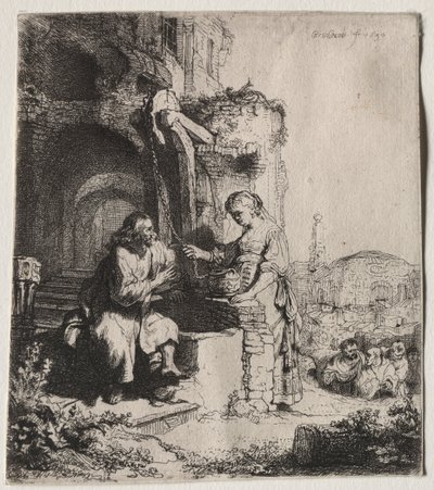 क्राइस्ट एंड द वूमन ऑफ सामरिया बीच रुइंस, 1634। द्वारा रिमब्रांड वैन रिजन